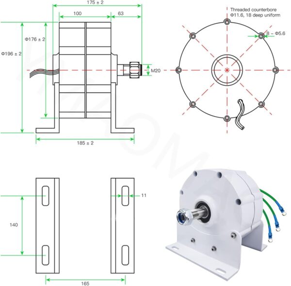 12000W Low RPM Permanent Magnet Generator 12V 24V 48V 120V 220V