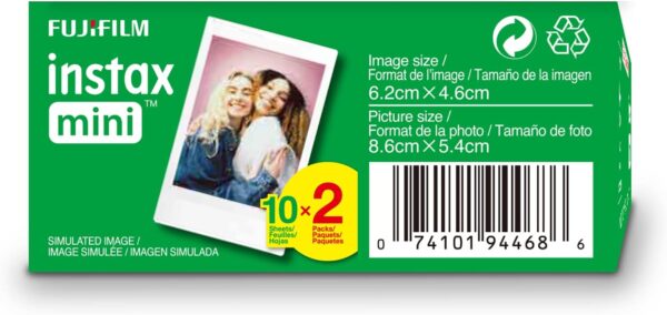 FUJIFILM Instax Mini Instant Film Twin Pack (White), 20 photos