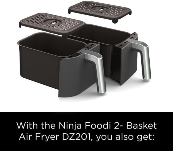 Ninja DZ201 Foodi 8 Quart 6-in-1 DualZone 2-Basket Air Fryer with 2 Independent Frying Baskets, Match Cook & Smart Finish to Roast, Broil, Dehydrate & More for Quick, Easy Meals, Grey - Image 7