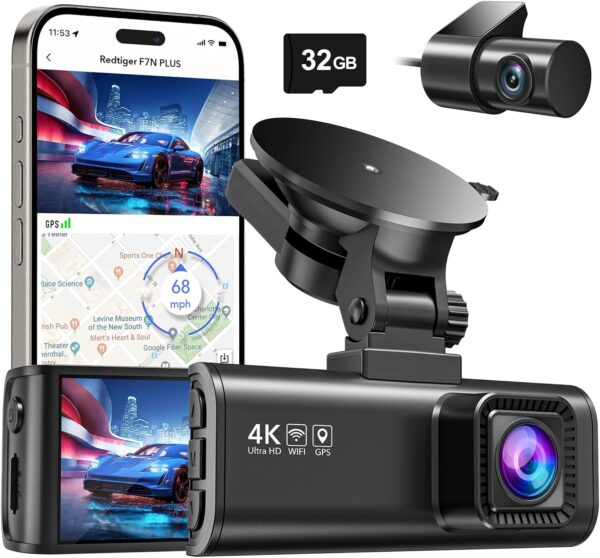 REDTIGER Dash Cam Front Rear 4K 2.5K Full HD Dash Camera for Cars