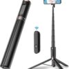 TONEOF 60" Cell Phone Selfie Stick Tripod, Smartphone Tripod Stand All-in-1 with Integrated Wireless Remote,Portable,Lightweight,Extendable Phone Tripod for 4''-7'' iPhone and Android(Black)