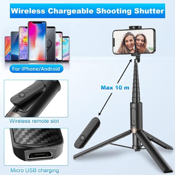 TONEOF 60 inches Cell Phone Selfie Stick Tripod Smartphone Tripod Stand