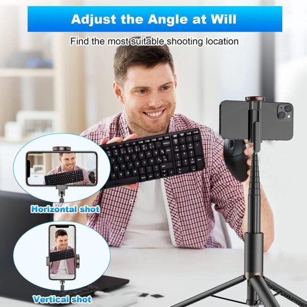 TONEOF 60 inches Cell Phone Selfie Stick Tripod Smartphone Tripod Stand