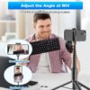 TONEOF 60" Cell Phone Selfie Stick Tripod, Smartphone Tripod Stand All-in-1 with Integrated Wireless Remote,Portable,Lightweight,Extendable Phone Tripod for 4''-7'' iPhone and Android(Black) - Image 8