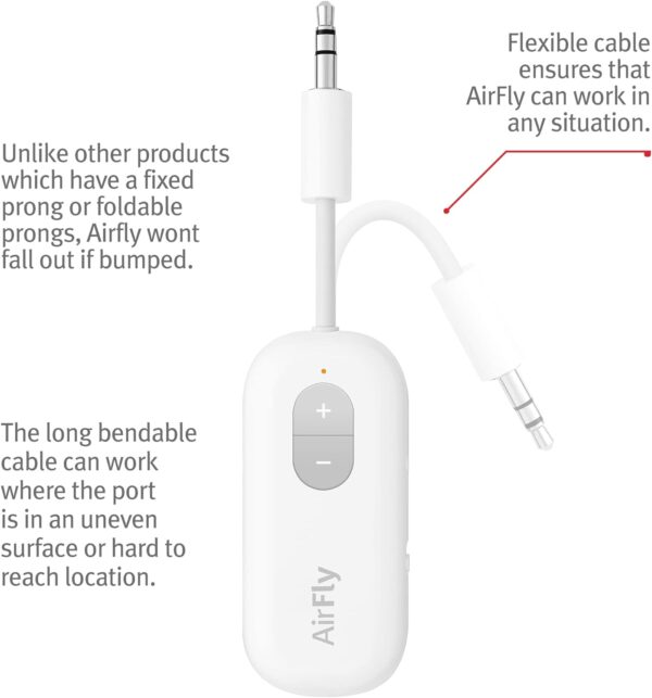 Twelve South AirFly SE Bluetooth Wireless Audio Transmitter Receiver for AirPods or Wireless Headphones - Use with Any 3.5 mm Audio Jack for Airplanes, Gym Equipment, TVs, iPad/Tablets and Auto - Image 4