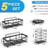 Adhesive Shower Caddy, 5 Pack Rustproof Stainless Steel Bath Organizers With Large Capacity, No Drilling Shelves for Bathroom Storage & Home Decor