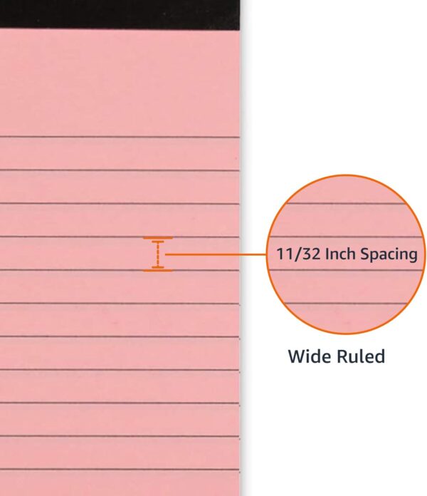 Amazon Basics Wide Ruled 8.5 x 11.75-Inch 50 Sheet Lined Writing Note Pad, Pack of 6, 300 Count, Multicolor - Image 3