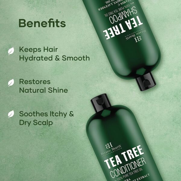 Botanic Hearth Tea Tree Shampoo and Conditioner Set with 100% Pure Tea Tree Oil, for Itchy and Dry Scalp, Sulfate/ Paraben Free - for Men and Women - 16 fl oz each - Image 3