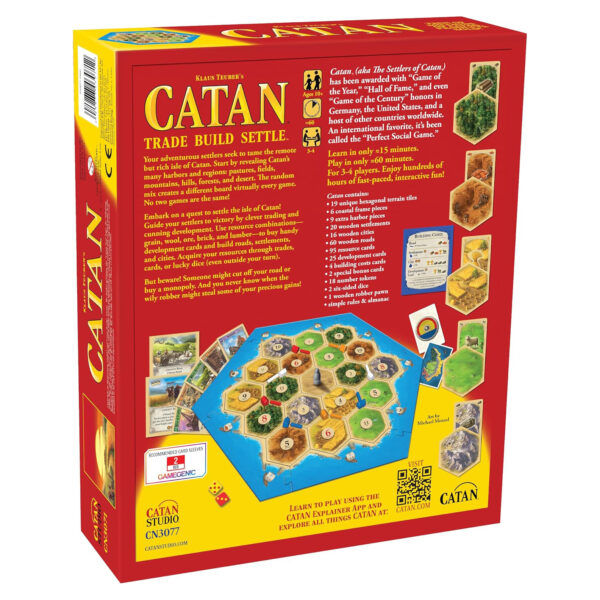 CATAN Board Game (Base Game) | Family Board Game | Board Game for Adults and Family | Adventure Board Game | Ages 10+ | for 3 to 4 Players | Average Playtime 60 Minutes | Made by Catan Studio in USA on Amazon.