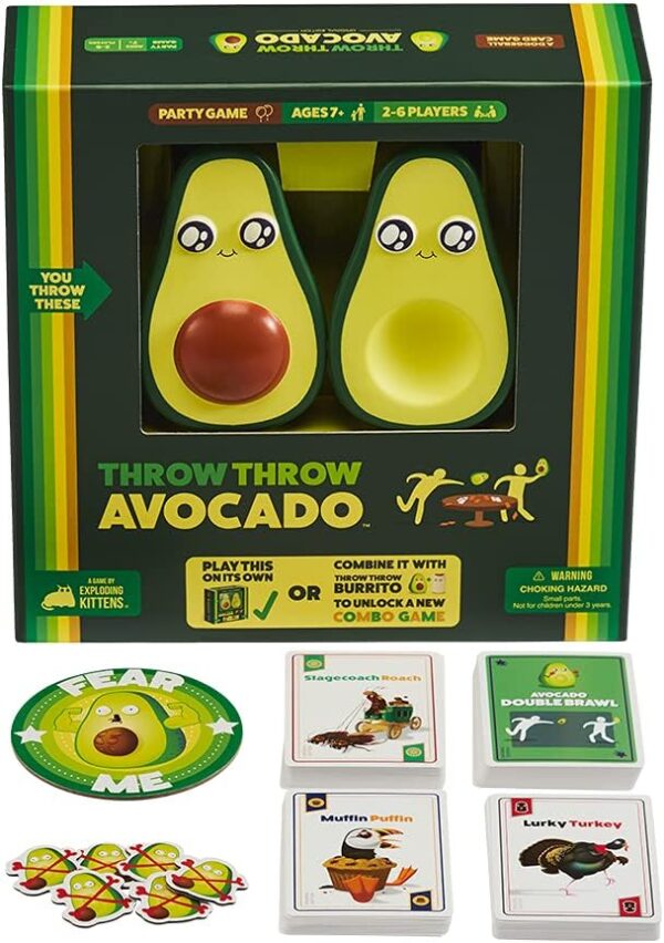 Exploding Kittens Presents Throw Avocado - A Dodgeball Card Sequel and Expansion Set - Family-Friendly Card Games for Adults, Teens & Kids - 2-6 Players - Ages 7 and Up - 120 Cards in USA