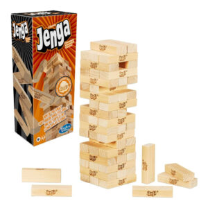 Hasbro Gaming Jenga Classic Game with Genuine Hardwood Blocks,Stacking Tower Game for 1 or More Players,Kids Ages 6 and Up in USA