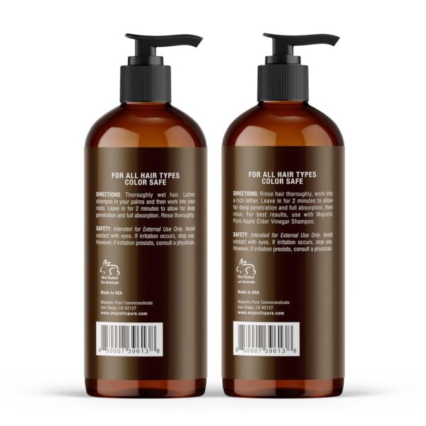 MAJESTIC PURE Apple Cider Vinegar Shampoo and Avocado Coconut Conditioner Set - Restores Shine & Reduces Itchy Scalp, Dandruff & Frizz - Sulfate Free, for All Hair Types, Men and Women - 2 x 16 fl oz