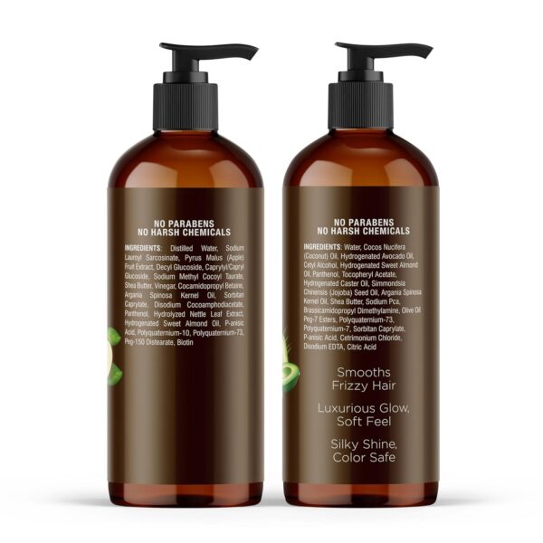 MAJESTIC PURE Apple Cider Vinegar Shampoo and Avocado Coconut Conditioner Set - Restores Shine & Reduces Itchy Scalp, Dandruff & Frizz - Sulfate Free, for All Hair Types, Men and Women - 2 x 16 fl oz - Image 2