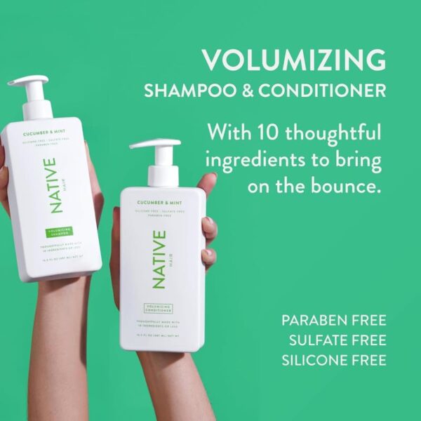 Native Shampoo and Conditioner Contain Naturally Derived Ingredients | All Hair Type Color & Treated From Fine to Dry Damaged, Sulfate & Dye Free - Cucumber & Mint, 16.5 fl oz each (2 pack) - Image 7