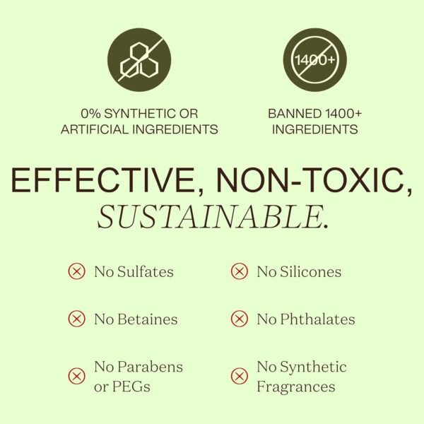 Non Toxic Vegan Shampoo and Conditioner Sulfate Free with Organic Ingredients, Apple Cider Vinegar and Tea Tree Oil - Color Safe, Paraben Free, Gluten Free, Silicone Free, pH Balanced - Image 4