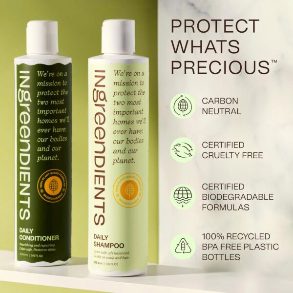 Non Toxic Vegan Shampoo and Conditioner Sulfate Free with Organic Ingredients, Apple Cider Vinegar and Tea Tree Oil - Color Safe, Paraben Free, Gluten Free, Silicone Free, pH Balanced - Image 6