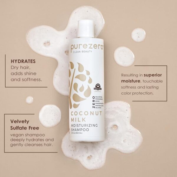 Purezero Coconut Milk Shampoo & Conditioner set - Intense Hydration & Increase Shine - Fight Dandruff & Frizz - Zero Sulfates, Parabens, Dyes - 100% Vegan & Cruelty Free - Great For Color Treated Hair