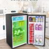 Upstreman 3.2 Cu.Ft Mini Fridge with Freezer, Single Door Mini Fridge, Adjustable Thermostat, Mini Refrigerator for Bedroom, Office, Dorm, Black-BR321