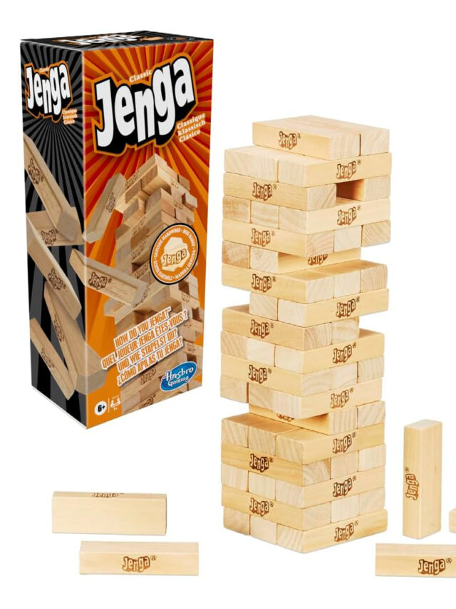 Hasbro Gaming Jenga Classic Game with Genuine Hardwood Blocks, Stacking Tower Game for 1 or More Players, Kids Ages 6 and Up