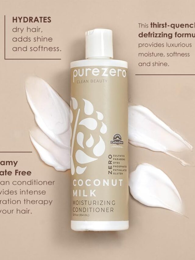 Purezero Coconut Milk Shampoo & Conditioner set – Intense Hydration & Increase Shine – Fight Dandruff & Frizz – Zero Sulfates, Parabens, Dyes – 100% Vegan & Cruelty Free – Great For Color Treated Hair