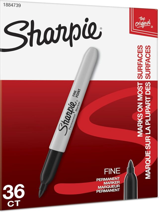 Sharpie Permanent Markers Bulk Set, Fine Tip Markers Set, Markers For Plastic, Metal, Wood, And More, Black, 36 Count