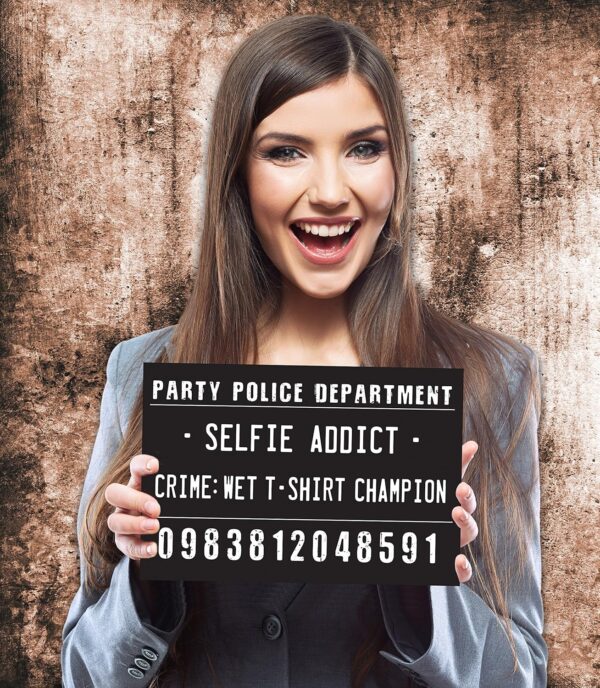 20 Funny Mugshot Signs (Black & White) - Selfie Photo Booth Prop Party Supplies for Bachelorette Party Games, Bridal Shower, Girls Night Out, Birthday, Wedding, Event Decoration Idea - Haute Soiree - Image 3