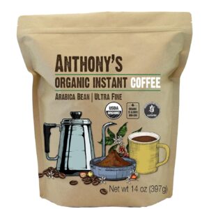 Anthony's Organic Instant Coffee,14oz, Ultra Fine Microground, Gluten Free, Arabica, Non GMO