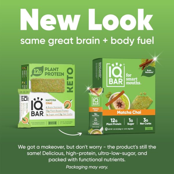 IQBAR Brain and Body Plant Protein Bars - Matcha Chai - Image 6