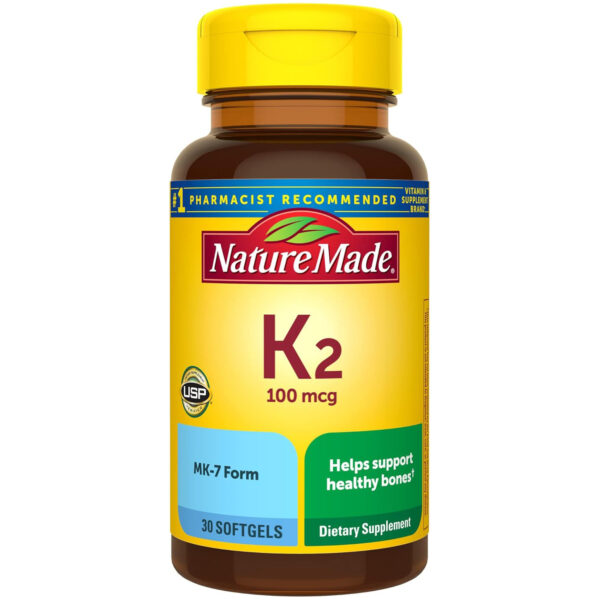 Nature Made Vitamin K2 100 mcg, Healthy Bone Supplements, 30 Softgels, 30 Day Supply