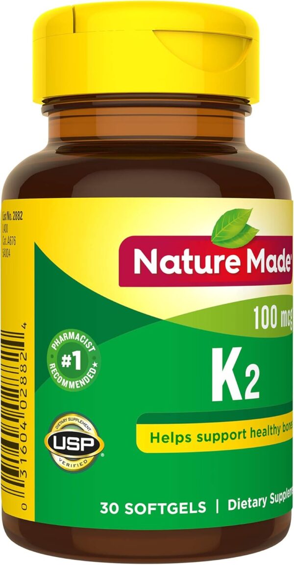 Nature Made Vitamin K2 100 mcg, Healthy Bone Supplements, 30 Softgels, 30 Day Supply