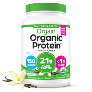 Orgain Organic Vegan Protein Powder, Vanilla Bean, 21g Protein, 2.03lb