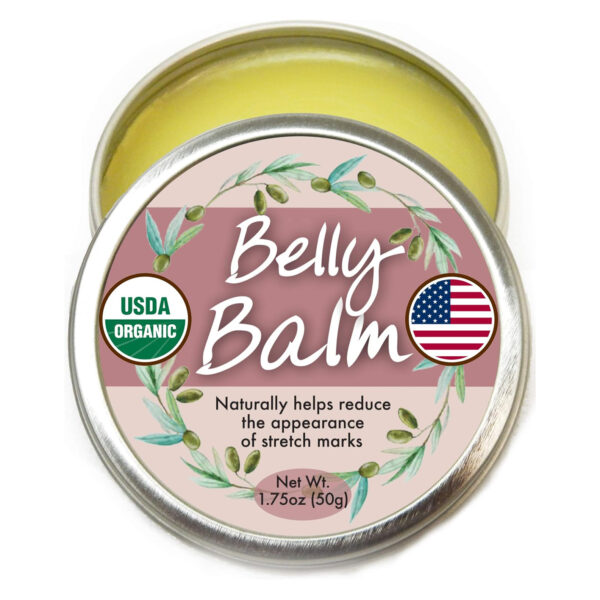 Organic Belly Balm - Natural, Made in USA, & USDA Certified Stretch Mark Cream to Moisturize, Protect, & Heal Skin Before & After Arrival