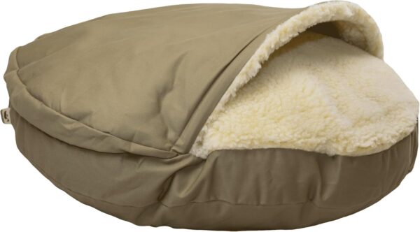 Snoozer Classic Poly-Cotton Cozy Cave Pet Bed, Large, Khaki