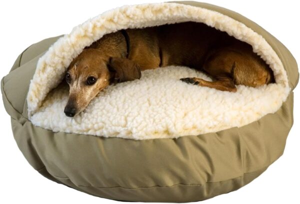 Snoozer Classic Poly-Cotton Cozy Cave Pet Bed, Large, Khaki