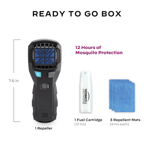 Thermacell Mosquito Portable Adventure Repeller; Includes 12-Hour Refill & Belt Clip; 15 Foot Zone of Protection; Effective Mosquito Repellent; Deet Free Bug Spray Alternative; Scent Free, Graphite