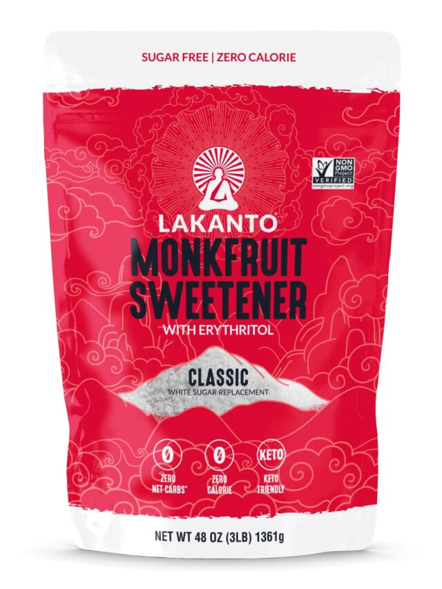 Lakanto Classic Monk Fruit Sweetener with Erythritol - White Sugar Substitute, Baking, Coffee, Tea, Zero Calorie, Keto Diet Friendly, Zero Net Carbs, Extract, Sugar Replacement