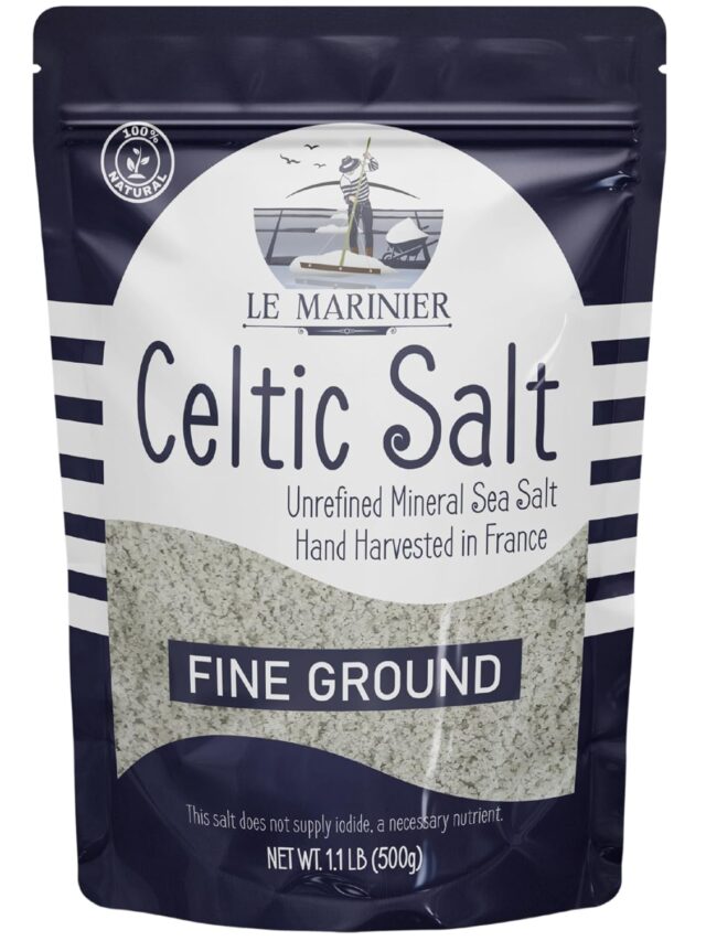 Le Marinier Celtic Salt Fine Ground, 1.1lb – 18oz. +82 Minerals Unrefined French Sea Salt 100% Natural, Hand Harvested Mineral Celtic Salt (1.1lb Fine Ground)