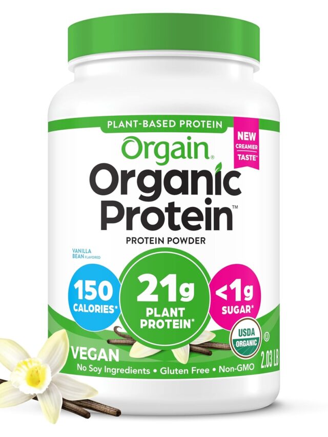 Orgain Organic Vegan Protein Powder, Vanilla Bean, 21g Protein, 2.03lb