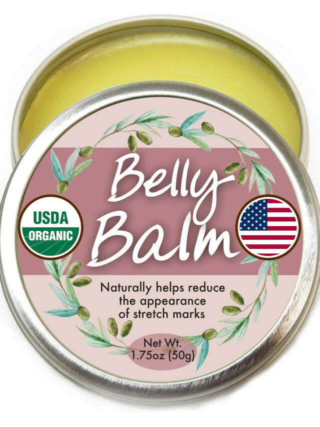 Organic Belly Balm – Natural, Made in USA, & USDA Certified Stretch Mark Cream to Moisturize, Protect, & Heal Skin Before & After Arrival