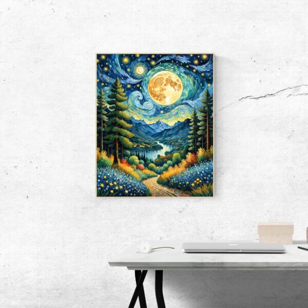 ldazao Moon Paint by Numbers Kit for Adults Beginner Forest Adult Paint by Number Kits On Canvas Adults' Paint-by-Number Kits DIY Oil Painting Kits for Gift Home Wall Decor 16x20 Inch