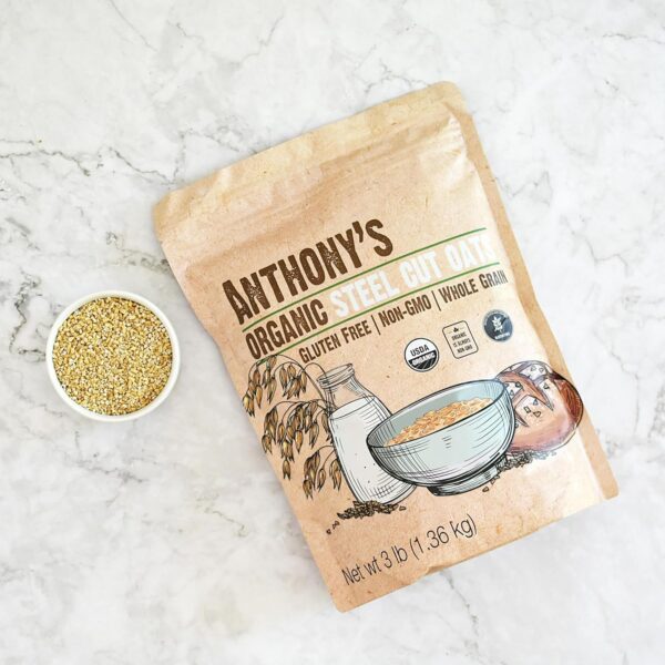 Anthony's Organic Steel Cut Oats, 3 lb, Gluten Free, Non GMO, Irish Oatmeal, Whole Grain