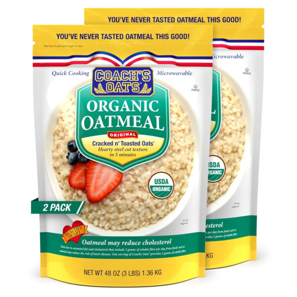 Coach's Oats Organic Whole Grain Oatmeal 3 lbs (48 oz) Pack of 2