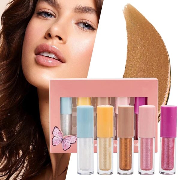 Formless Beauty by Lip Gloss Diamond Lip Gloss Set Of 5 Non Stick Cup Film Forming Fine Glitter Pearlescent Diamond Lip Gloss Pearlescent Lipstick Set Waterproof And Non Stick Liquid Honey Lipstick