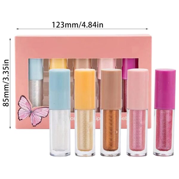 Formless Beauty by Lip Gloss Diamond Lip Gloss Set Of 5 Non Stick Cup Film Forming Fine Glitter Pearlescent Diamond Lip Gloss Pearlescent Lipstick Set Waterproof And Non Stick Liquid Honey Lipstick