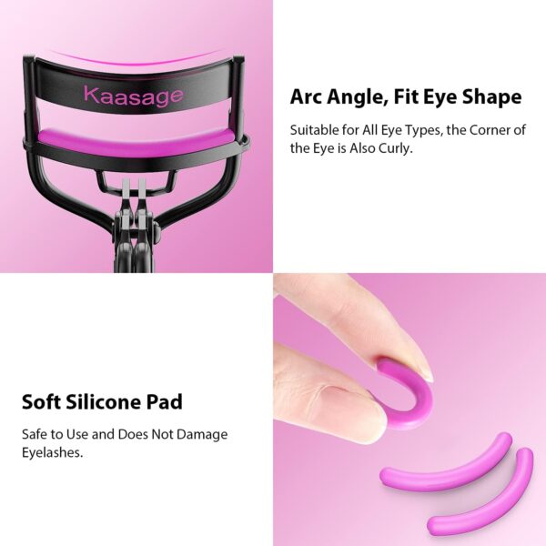 Kaasage Eyelash Curler with Pads, Lash Curler with 5 Extra Silicone Replacement Pads, Achieve Perfect Curls in 5 Seconds