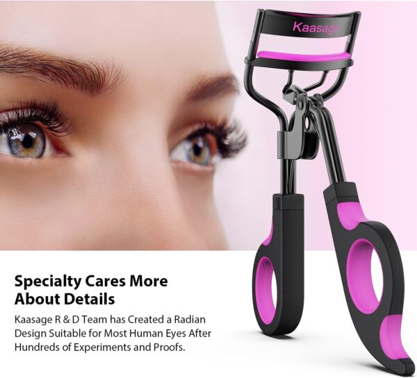 Kaasage Eyelash Curler with Pads, Lash Curler with 5 Extra Silicone Replacement Pads, Achieve Perfect Curls in 5 Seconds