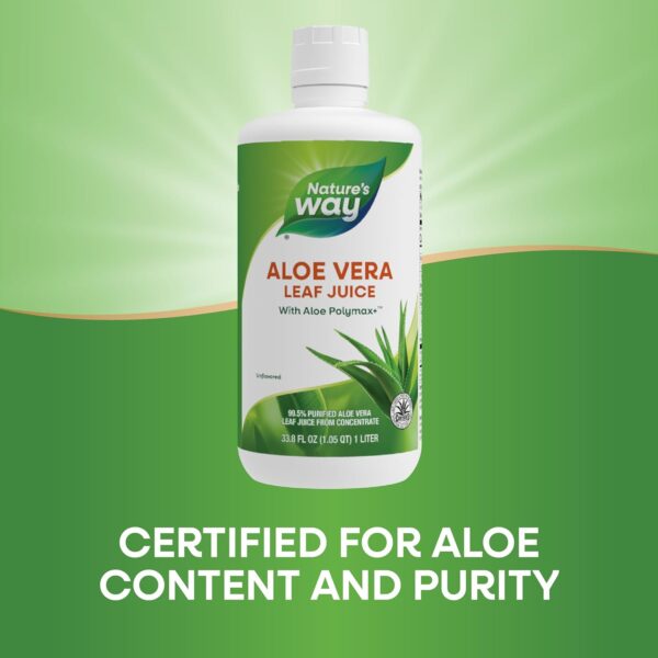 Nature's Way Aloe Vera Leaf Juice with Aloe Polymax+, 99.5% Purified Aloe Vera Leaf Juice from Concentrate, Unflavored, 33.8 Fl. Oz