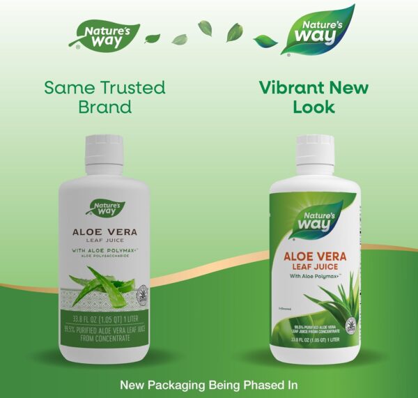 Nature's Way Aloe Vera Leaf Juice with Aloe Polymax+, 99.5% Purified Aloe Vera Leaf Juice from Concentrate, Unflavored, 33.8 Fl. Oz