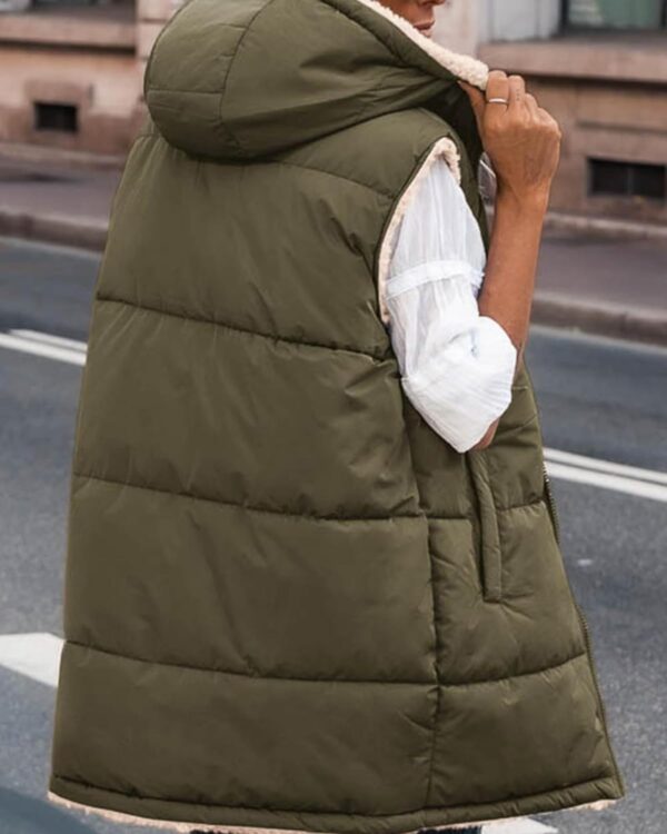 BTFBM Fall Long Puffer Vest Women Sleeveless Hooded Reversible - Image 5