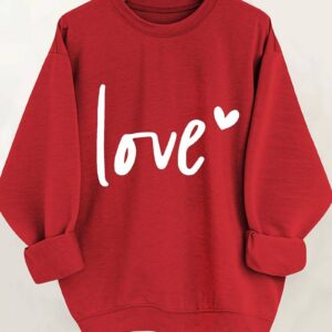 T&C Cozy Valentine's Day Letter Print Pullover Sweatshirt